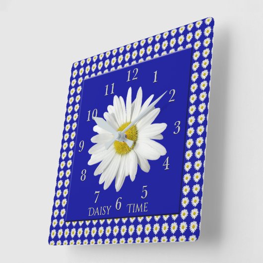 Fresh Daisy Blossom Time Quadratische Wanduhr (Winkel)