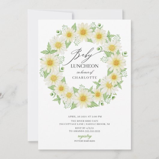Fresh Daisy Floral Baby Luncheon Einladung (Vorderseite)