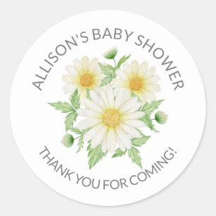 Fresh Daisy Floral Baby Shower Danke Dusche Runder Aufkleber