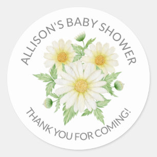 Fresh Daisy Floral Baby Shower Danke Dusche Runder Aufkleber