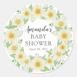 Fresh Daisy Floral Baby Shower Danke Dusche Runder Aufkleber