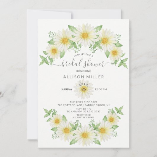 Fresh Daisy Floral Brautparty Einladung (Vorderseite)