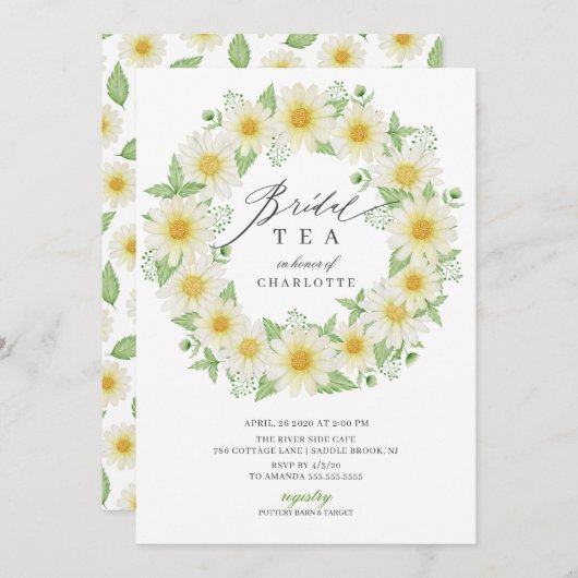 Fresh Daisy Floral Brautparty Tee Einladung (Vorne/Hinten)