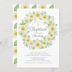Fresh Daisy Floral Girls Taufe Einladung