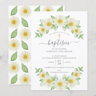 Fresh Daisy Floral Taufe Einladung