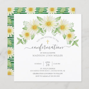 Fresh Daisy Rose Floral Confirmation Einladung