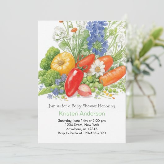 Fresh Delight Baby Dusche Einladung (Stehend Vorderseite)