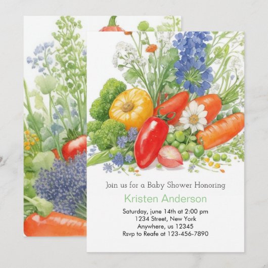 Fresh Delight Baby Dusche Einladung (Vorne/Hinten)