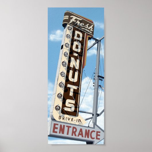 Fresh Donuts Drive-In auf Route 66 Retro Poster (Vorne)