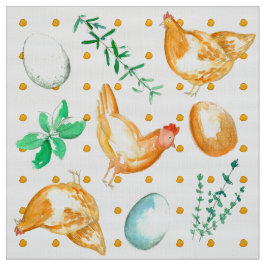 Fresh Eggs Chickens Herbs Küche Polka Dot Stoff