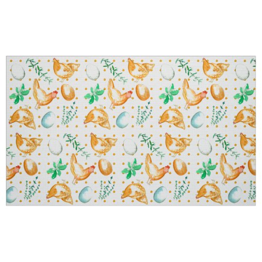 Fresh Eggs Chickens Herbs Küche Polka Dot Stoff (Fat Quarter (45,7 x 55,9 cm))
