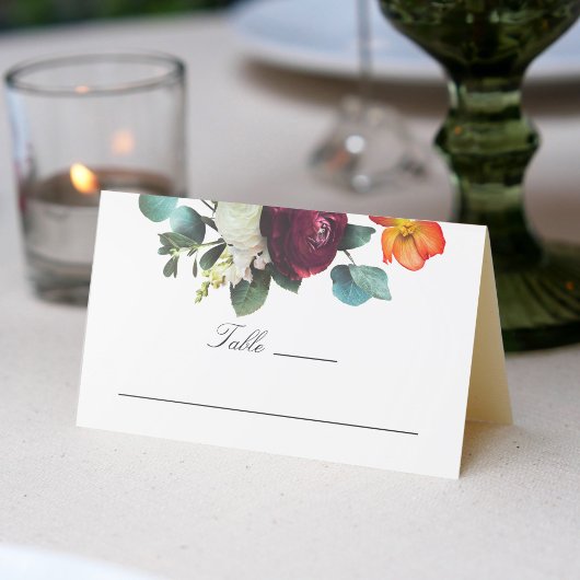 Fresh Fall Floral Rustikales Elegantes Hochzeitsse Platzkarte