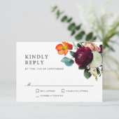 Fresh Fall Romantic Floral Wedding RSVP Karte (Stehend Vorderseite)