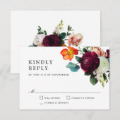Fresh Fall Romantic Floral Wedding RSVP Karte (Vorne/Hinten)