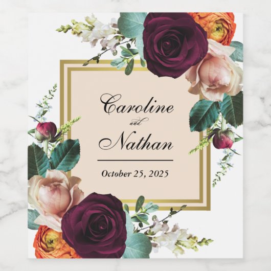 Fresh Fall Rustic Elegante Hochzeit Weinetikett (Einzelnes Label)