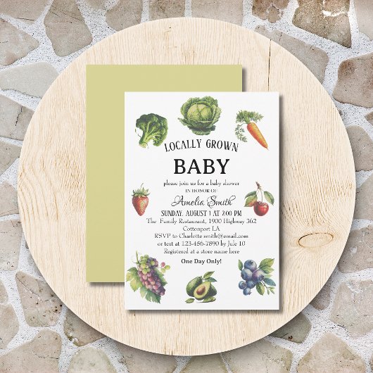 Fresh Farmhouse Garden Locanda Grown Baby Shower Einladung