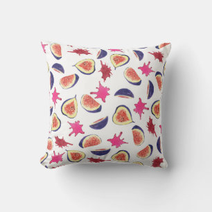 Fresh Figs Pink Juice Watercolor Kissen