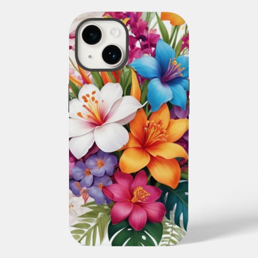 Fresh Floral Hibiskus Case-Mate iPhone Hülle (Rückseite)