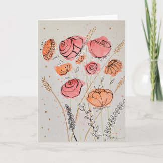 Fresh Floral Watercolordoodle Card Karte