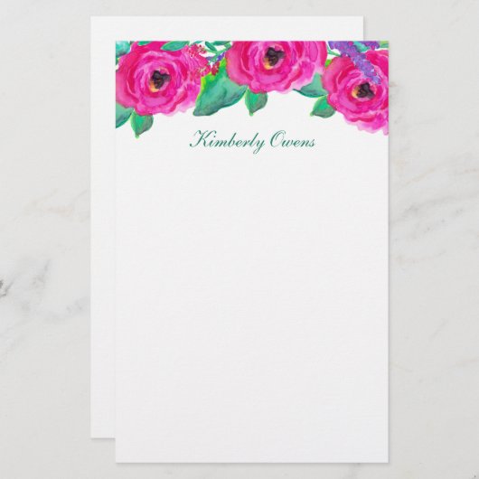 Fresh Florals Personalisiert Stationspapier Briefpapier (Vorne/Hinten)