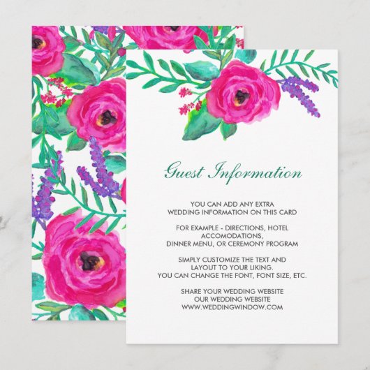 Fresh Florals Wedding Card Begleitkarte (Vorne/Hinten)