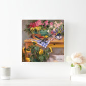 Fresh Flowers I Quadratische Wanduhr (Zuhause)