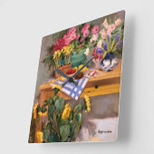 Fresh Flowers I Quadratische Wanduhr (Winkel)