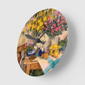 Fresh Flowers II Runde Wanduhr (Winkel)