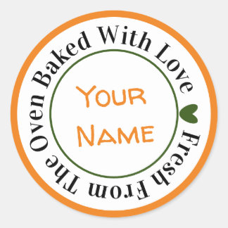 Fresh From the Oven Baked with Liebe Pumpkin Color Runder Aufkleber