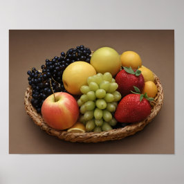 Fresh Fruit Basket Colorful Healthy Food Photo Poster