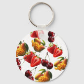 Fresh Fruit Pattern – Strawberry, Cherry & Mango A Schlüsselanhänger (Vorderseite)