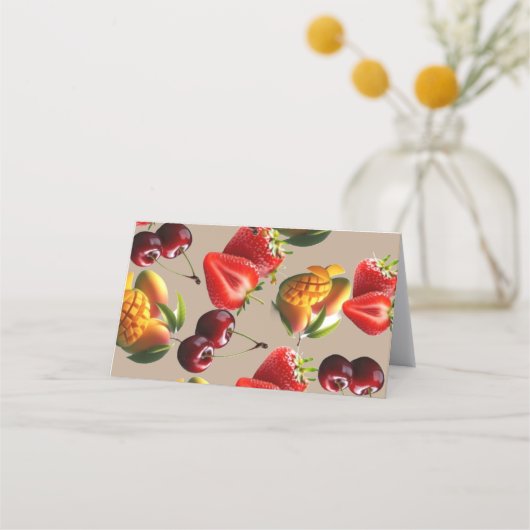 Fresh Fruit Pattern – Strawberry, Cherry & Mango A Treuekarte (Vorderseite)