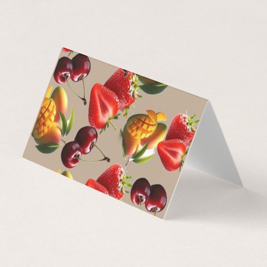 Fresh Fruit Pattern – Strawberry, Cherry & Mango A Visitenkarten (Vorderseite)