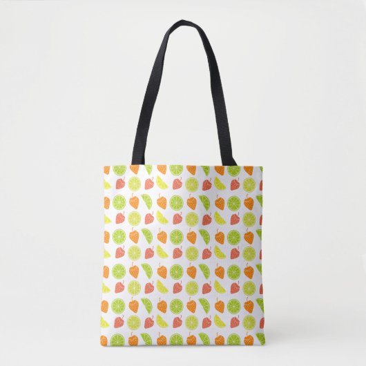 'Fresh Fruit Pattern' Zitrus- und Erdbeerschultert Tasche (Vorderseite)