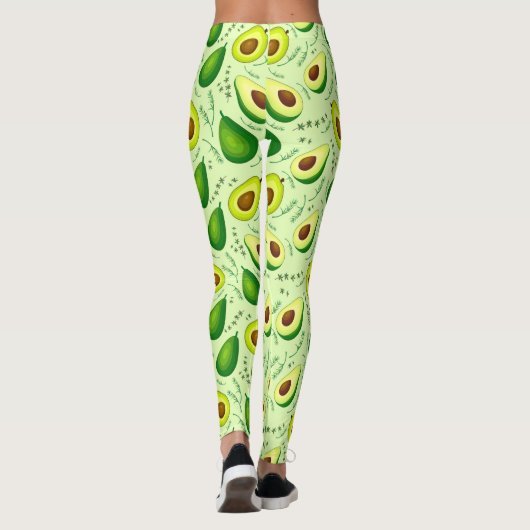 Fresh Fruits Background Avocado Pattern Leggings (Rückseite)