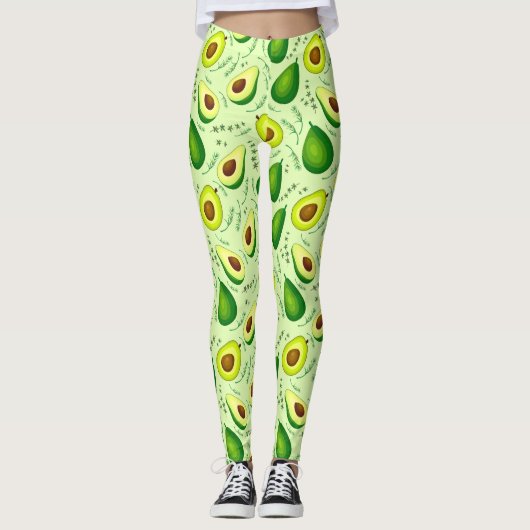 Fresh Fruits Background Avocado Pattern Leggings (Vorderseite)