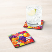 "Fresh Fruits Pattern" Niedliche Kunst. Jetzt kauf Getränkeuntersetzer (Rechte Seite)