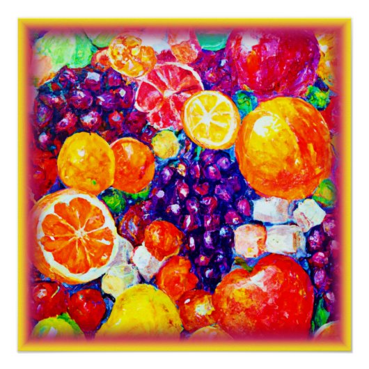 "Fresh Fruits Pattern" Niedliche Kunst. Jetzt kauf Poster (Vorderseite)