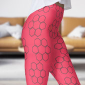 Fresh Fuchsia Red Honey Beve Hive Pattern Leggings