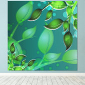 Fresh Garden Blätter Aquamarin Wrapped Canvas Leinwanddruck (Insitu (Holzboden))