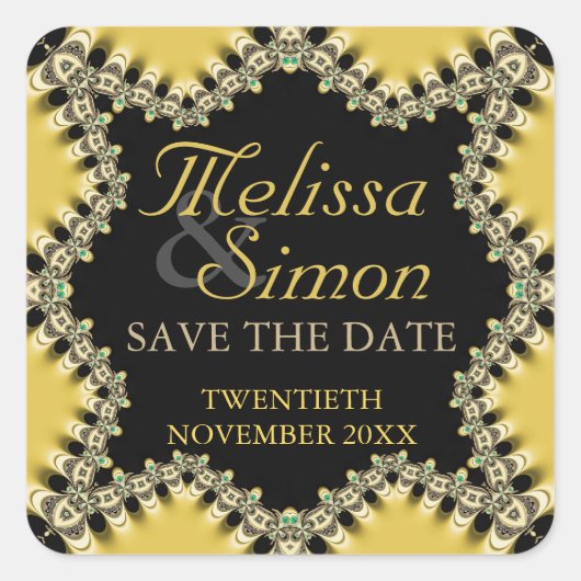 Fresh gelb +black Eastern Save the Date Stickers (Vorderseite)