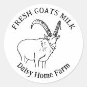 Fresh Goats Milch Name Black and White Runder Aufkleber (Vorderseite)
