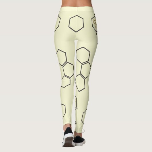 Fresh Golden Yellow Honey Hive Pattern Leggings (Rückseite)
