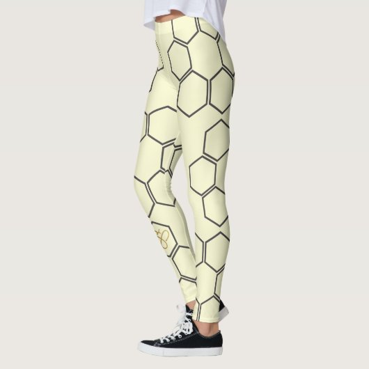 Fresh Golden Yellow Honey Hive Pattern Leggings (Links)