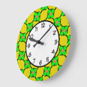 Fresh Green and Yellow Lemon Garden Pattern Große Wanduhr (Winkel)