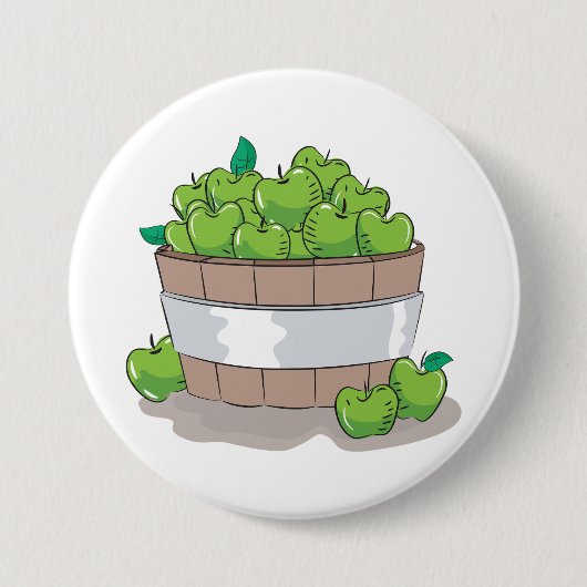Fresh Green Apple Harvest Barrel Granny Smith Button (Vorderseite)