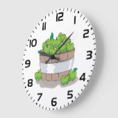 Fresh Green Apple Harvest Barrel Granny Smith Große Wanduhr (Winkel)