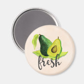 Fresh Green Avocado Still Life Frucht in Wasserfar Magnet (Vorderseite/Rückseite)