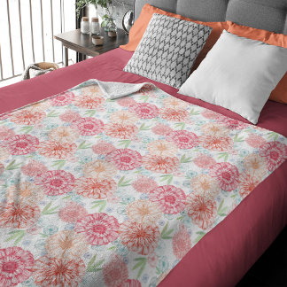 Fresh Green Coral Red Blue Orange Fleecedecke