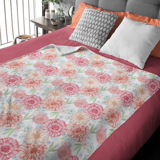 Fresh Green Coral Red Blue Orange Fleecedecke